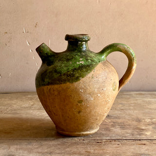 Antique French Green Glazed Cruche