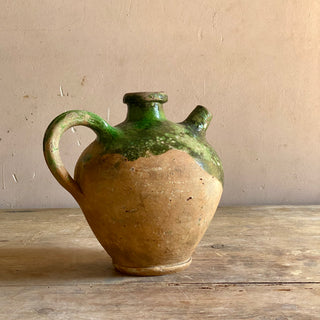 Antique French Green Glazed Cruche