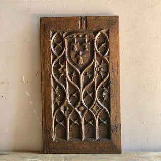 Antique French Hand Carved Wooden Gothic Panel