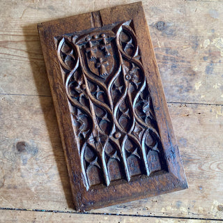 Antique French Hand Carved Wooden Gothic Panel