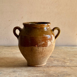 Antique French Glazed Confit Pot With Rare Caramel Glaze