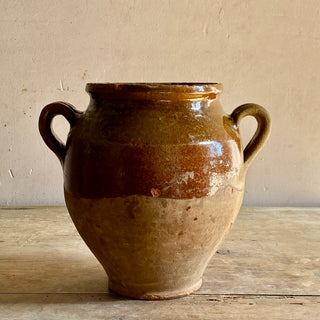 Antique French Glazed Confit Pot With Rare Caramel Glaze