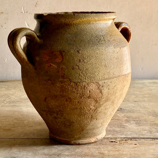 Antique French Glazed Confit Pot With Rare Caramel Glaze