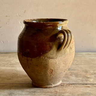 Antique French Glazed Confit Pot With Rare Caramel Glaze