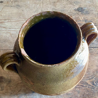 Antique French Glazed Confit Pot With Rare Caramel Glaze
