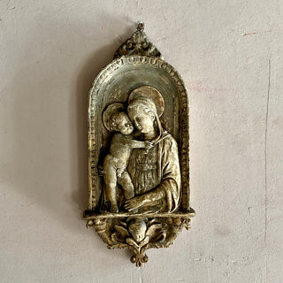 Antique French Plaster Madonna And Child