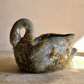 Antique French Concrete Swan Planter