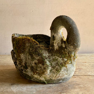 Antique French Concrete Swan Planter