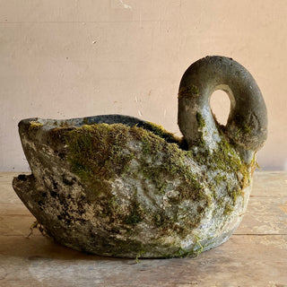 Antique French Concrete Swan Planter