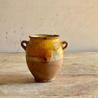 Antique Yellow Glazed Confit Pot - Rare Smaller Size