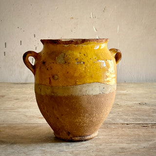 Antique Yellow Glazed Confit Pot - Rare Smaller Size