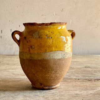 Antique Yellow Glazed Confit Pot - Rare Smaller Size