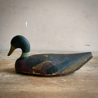 Antique French Large Wooden Decoy Duck