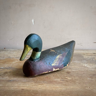 Antique French Large Wooden Decoy Duck