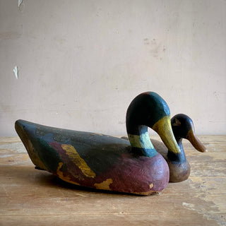 Antique French Large Wooden Decoy Duck