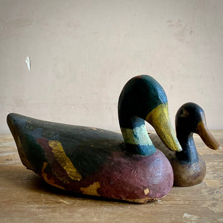 Antique French Large Wooden Decoy Duck