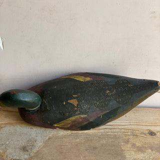 Antique French Large Wooden Decoy Duck