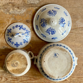 Pair Of Antique Saint-Uze Lidded Bowls