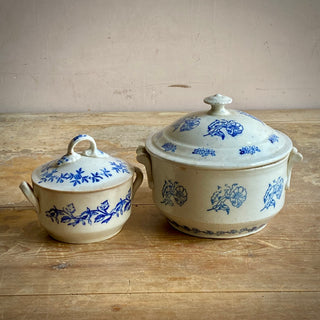 Pair Of Antique Saint-Uze Lidded Bowls
