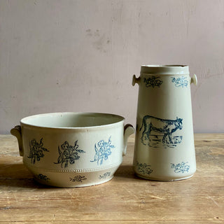 Pair Of Antique Saint-Uze Pieces - Rare Milk Urn And Tureen