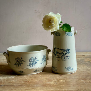 Pair Of Antique Saint-Uze Pieces - Rare Milk Urn And Tureen