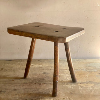 Antique Rustic French Oak Country Stool