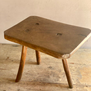 Antique Rustic French Oak Country Stool