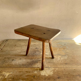 Antique Rustic French Oak Country Stool