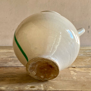 Antique French White Glazed Cruche With Green Drip
