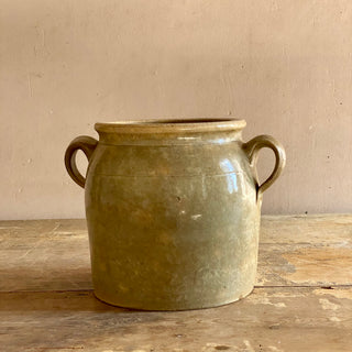 Stoneware Beige Confit Pot With Loop Handles