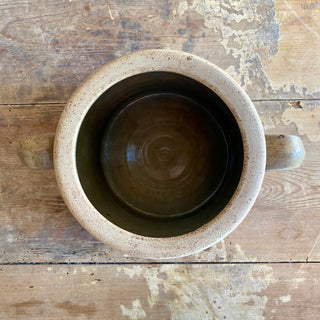 Stoneware Beige Confit Pot With Loop Handles