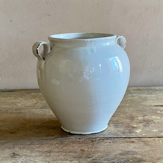Antique French White Glazed Martres-Tolosane Confit Pot
