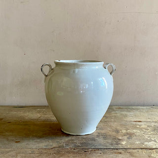 Antique French White Glazed Martres-Tolosane Confit Pot