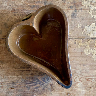 Rare Antique French Heart Shaped Terracotta Cake Mould
