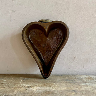 Rare Antique French Heart Shaped Terracotta Cake Mould