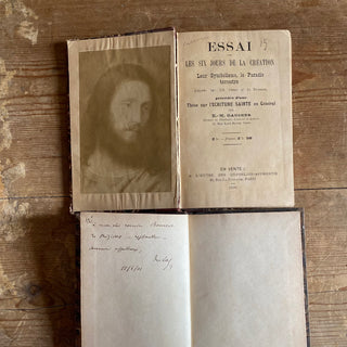 Trio of Antique French Books For Decoration
