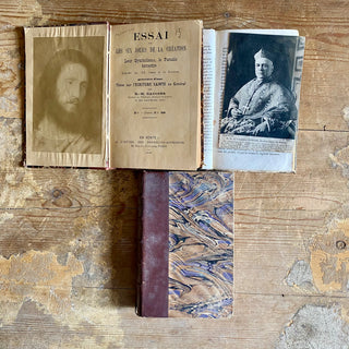 Trio of Antique French Books For Decoration