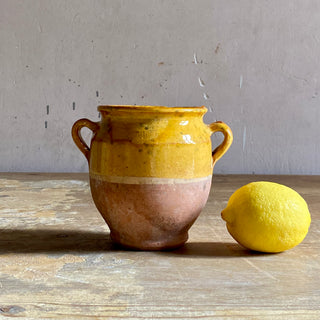 Antique Yellow Glazed Confit Pot - Rare Smaller Size