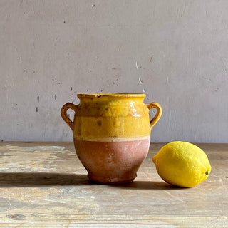Antique Yellow Glazed Confit Pot - Rare Smaller Size