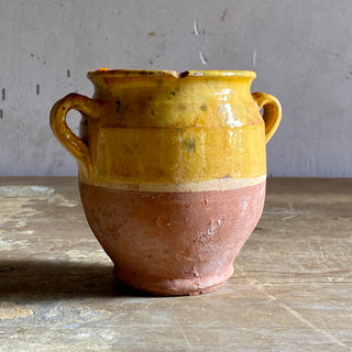 Antique Yellow Glazed Confit Pot - Rare Smaller Size