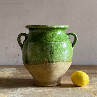 Antique French Green Glazed Confit Pot