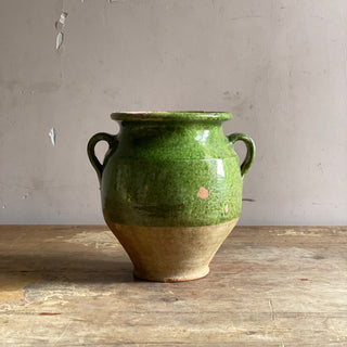 Antique French Green Glazed Confit Pot