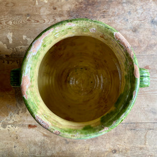 Antique French Green Glazed Confit Pot