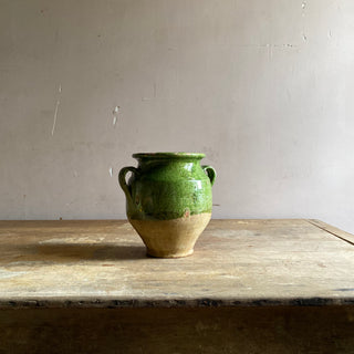 Antique French Green Glazed Confit Pot