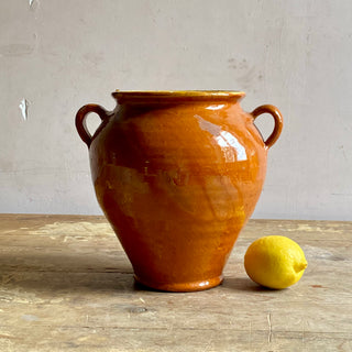 Antique French Orange Glazed Confit Pot