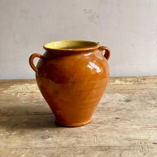 Antique French Orange Glazed Confit Pot