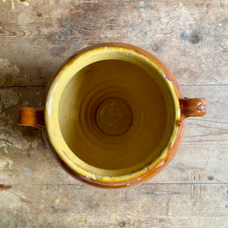 Antique French Orange Glazed Confit Pot