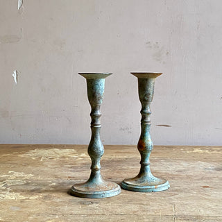 Pair Of Antique French Copper Candlesticks