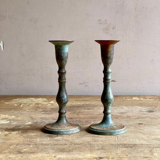 Pair Of Antique French Copper Candlesticks