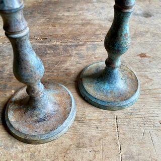 Pair Of Antique French Copper Candlesticks